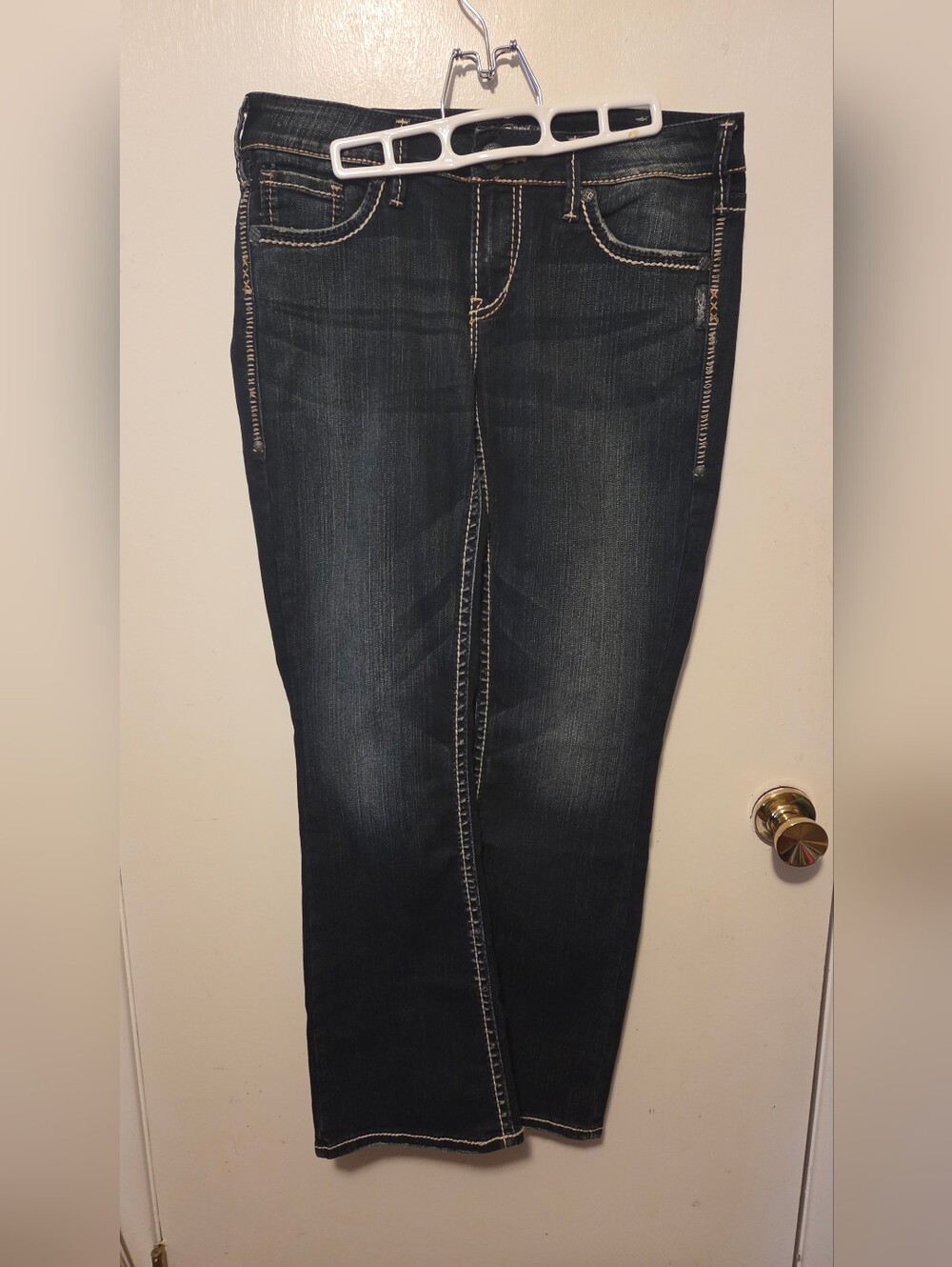Aiko Dark Blue Bootcut Jeans with Contrast Stitching